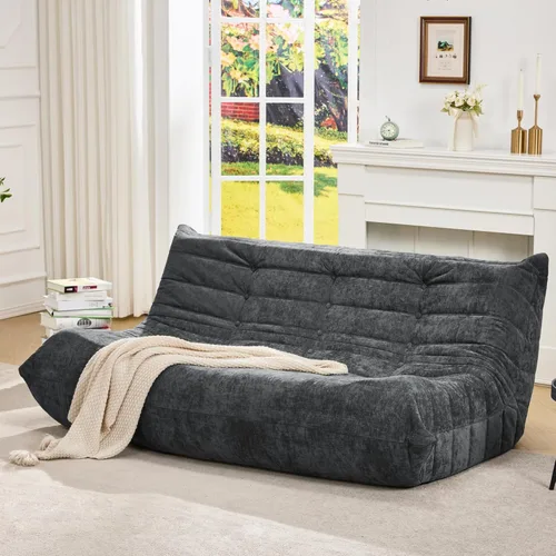 Vista 35 de Hobestluk Puf de espuma viscoelástica, puf grande con relleno, sofá perezoso para sala de estar, dormitorio, sala