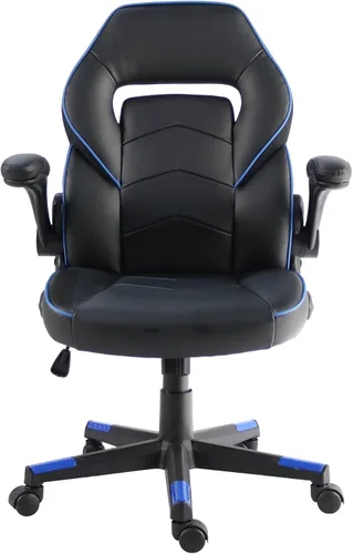 Vista 3 de NuSparc SpawnSafe - Silla para videojuegos, altura ajustable, reposabrazos abatibles, giro de 360°, negro/azul