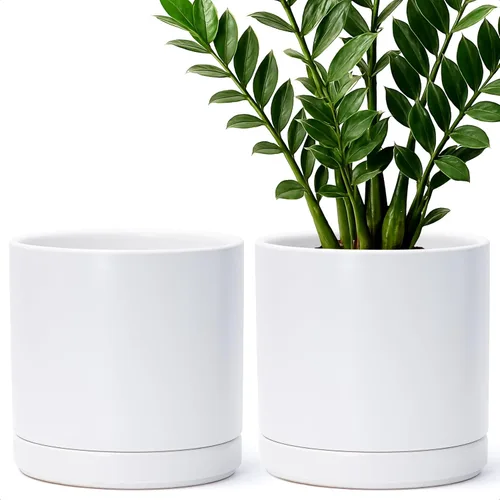 Vista 42 de D'vine Dev - Juego de 2 macetas de plantas de 3.5 pulgadas, maceta de cerámica para plantas con agujero de drenaje y platillo, negra, 94-V-A-2