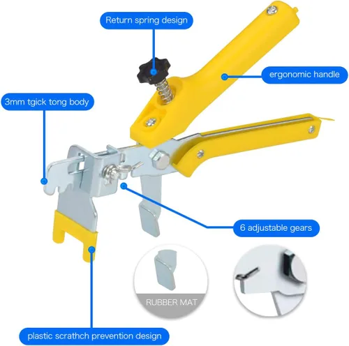 Vista 2 de Generic Brands - Sistema de nivelación de azulejos de 1/16 pulgadas, 600 clips espaciadores de azulejos, 200 cuñas reutilizables y 1 alicates