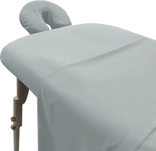 Vista 20 de LONDON LINENS Juego de sábanas de microfibra suave para mesa de masaje, juego de 3 piezas, incluye funda para mesa de masaje, sábana bajera Azul