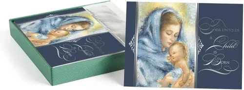 Vista 19 de Masterpiece Una escena sagrada Tarjetas de Navidad / Juego de 16 tarjetas navideñas religiosas de la Natividad en caja con sobres azules a juego / 5