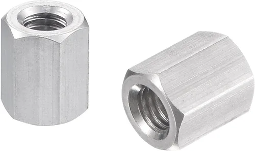 Vista 8 de uxcell Tuerca de acoplamiento hexagonal métrica de acero inoxidable 304 M8 x 1.25 de paso de 1.575 in de longitud, paquete de 5