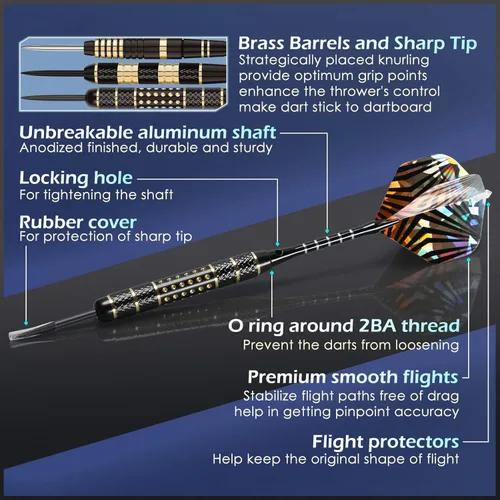 Vista 3 de LANNEY Juego de dardos de punta de metal, juego de dardos de punta de acero de 0.71 oz, 0.85 oz y 0.92 oz de dardos profesionales para dardos