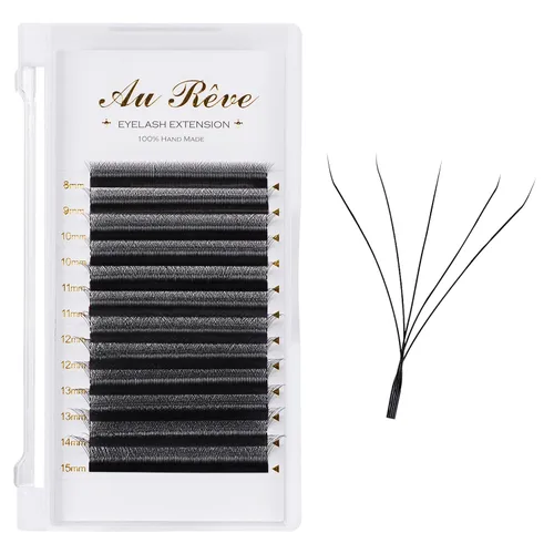 Vista 21 de Extensiones de pestañas en Y de colores, YY, extensiones de pestañas postizas en abanico, extensiones de pestañas marrones, rizo D, 0.003 in