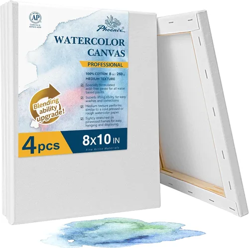 Vista 14 de PHOENIX Tableros de lienzo de acuarela para pintar - 5x7 pulgadas/paquete de 6, paneles de lienzo pequeños de acuarela 100% algodón, 8 oz./260g