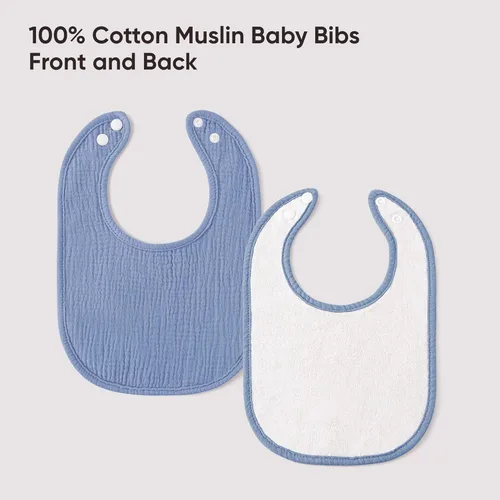 Vista 5 de Bearmoss Baberos para babeo y dentición, baberos de muselina 100% algodón para bebé niño y niña, ajustables, ultra absorbentes, paquete de 8