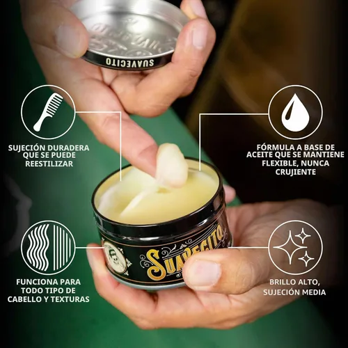 Vista 5 de Suavecito - Lata de pomada a base de aceite de 3 onzas, aroma original para peinar el cabello, sujeción de larga duración, alto brillo saludable