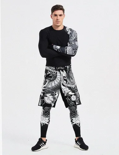 Vista 6 de LAFROI QJK01 Pantalones cortos para hombre, con cordón y 1 bolsillo, para artes marciales mixtas, cross training y boxeo
