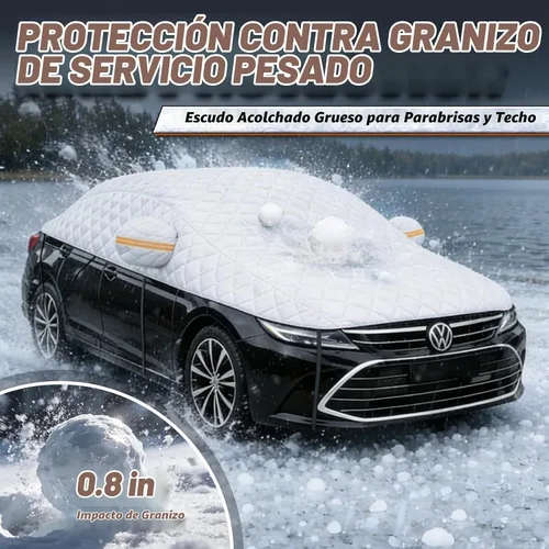 Vista 2 de Funda protectora de granizo para sedán, acolchado de algodón multicapa, protección superior gruesa para granizo, nieve e impacto