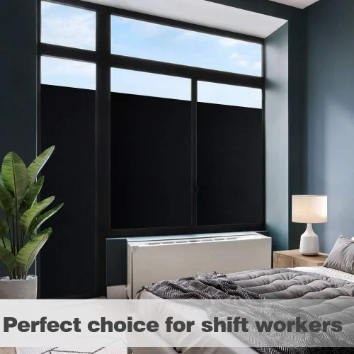 Vista 2 de Película estática opaca para ventana, 100 % con bloqueo UV, para oscurecer ventanas, color negro, opaco, privacidad para ventana, cubierta