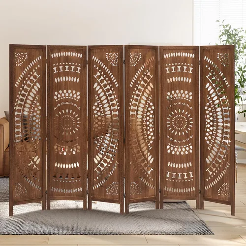 Vista 30 de Panel divisor de habitación de 4 paneles, pared divisora de habitación de 5.6 pies de alto y pantalla de privacidad plegable, panel divisor de pared