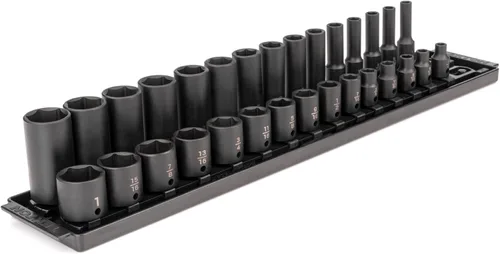 Vista 15 de TEKTON Juego de dados de impacto de 6 puntos profundos de 3/8 pulgadas con riel, 12 piezas (0.315-0.748 in) SID91103