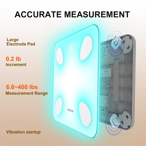 Vista 4 de Scale for Body Weight, Digital Weight Scale with Color-Changing, Most Accurate to 0.2lb, Bluetooth Bathroom Scale with Bmi, Body Fat, Muscle Mass