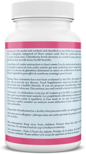 Vista 3 de Glutathione, pastillas para blanquear la piel (0.035 onzas) L-antioxidante glutatión para mantener el hígado saludable y desintoxicar para ayudar a
