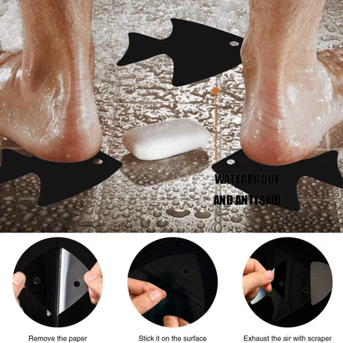 Vista 5 de Secopad Calcomanías para bañera antideslizantes, 24 piezas de peldaños de ducha de seguridad con raspador premium (negro)
