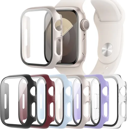 Vista 9 de 6-Pack Fundas Compatibles con Apple Watch 40mm Series SE 3(2025)/SE 2/SE/6/5/4 con Protector de Pantalla de Vidrio Templado, QCKANLJ Ultradelgada