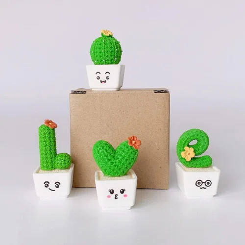 Vista 8 de Cabezal tembloroso de primavera, 4 piezas de decoración de automóvil de cactus, cabeza agitadora de primavera, creativa, decoración de maceta