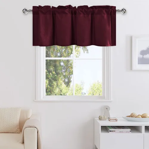 Vista 34 de DWCN Cenefa para ventanas, cenefa de cortina de cocina, cenefa corta sólida, con bolsillo para barra, cortinas para ventana de baño/sótano, 1 panel