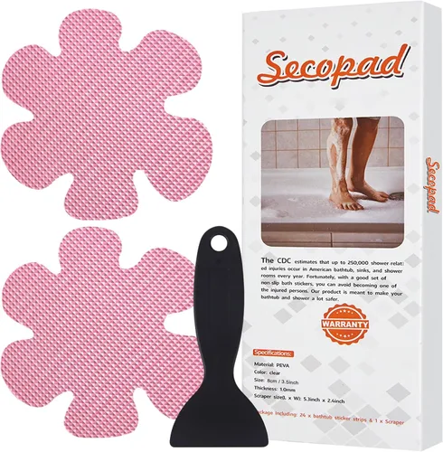 Vista 10 de Secopad Calcomanías para bañera antideslizantes, 24 piezas de peldaños de ducha de seguridad con raspado premium (negro)