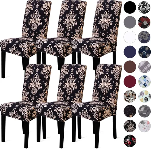 Vista 80 de Sufdari Juego de 2 fundas para sillas de comedor, fundas para sillas de cocina, fundas para sillas Parsons, protectores de sillas de elastano