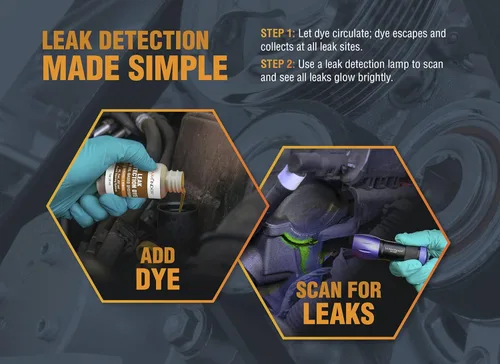 Vista 4 de LF2001 Tinte de detección de fugas de fluidos a base de aceite para automoción, sirve para aceite de auto, combustible, ATF, dirección asistida, (6)