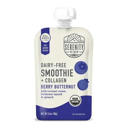 Vista 9 de Serenity Kids Bolsas de alimentos para bebés de batidos sin lácteos de más de 6 meses, bolsas de bocadillos de proteínas con colágeno alimentado