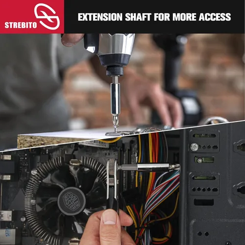 Vista 8 de STREBITO Mini juego de trinquete, 22 piezas destornillador de trinquete de ángulo recto de 1/4, llave de trinquete pequeña de 36 dientes