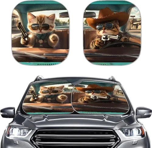 Vista 37 de Howilath Sombra de ojos de belleza, 2 unidades, parasol universal para parabrisas, accesorios para vehículos, cubierta anti-UV