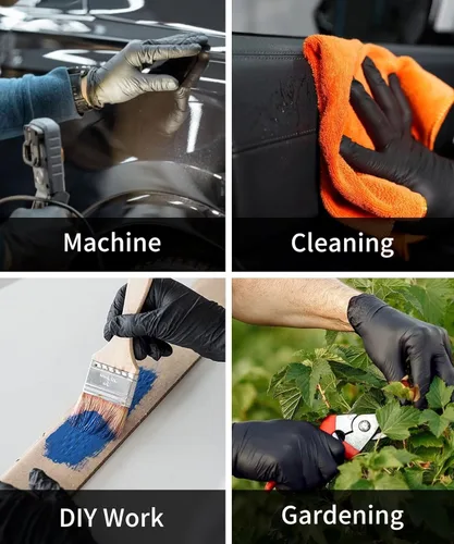 Vista 5 de NEOTRIL 4-Mil Black Nitrile Disposable Gloves, Latex Free, Powder Free, Textured Grip Rubber Gloves for Household Kitchen