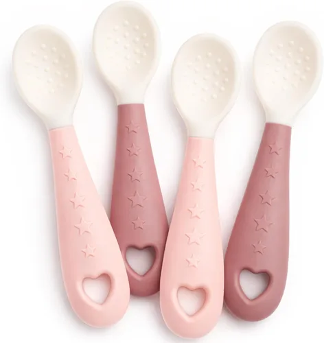 Vista 7 de Seposeve - Paquete de 4 cucharas de silicona para bebé, cucharas suaves para primera alimentación para bebés, utensilios de alimentación para bebés