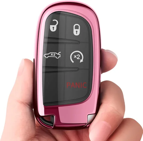 Vista 8 de Tukellen Funda para llavero de Jeep Dodge de alta calidad, suave, carcasa de protección completa compatible con Jeep Grand Cherokee Wrangler Compass