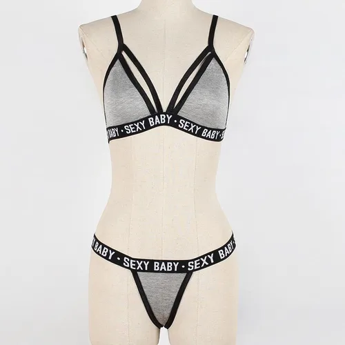 Vista 4 de Lencería para mujer, lencería con estampado de letras, ropa interior y tanga