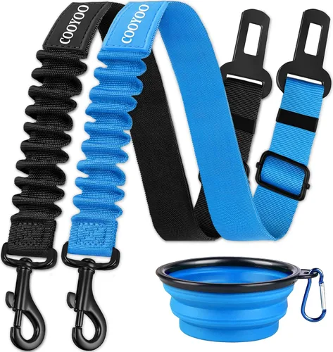 Vista 21 de COOYOO cinturón de seguridad retráctil y ajustable para perro, juego de 3 piezas, cinturón de nailon para vehículo, para que tu mascota esté segura