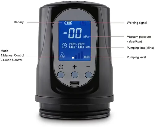 Vista 2 de Extensión de ampliación de la bomba Pennis Extender con 2 modos de succión, mejora de la bomba de vacío eléctrica bolsillo de silicona, potente