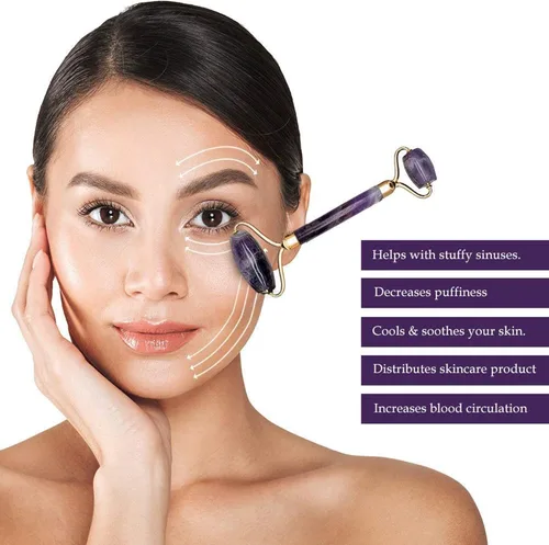 Vista 6 de Select Your Face Roller, Two Stone, Gold Plated, Healing Stones, Massage Tool, Beauty Product, Healthy Living, Skin Care, Handcrafted Tool (CHPR)