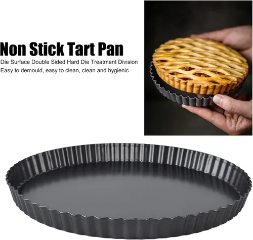 Vista 6 de Haofy Moldes para tartas, sartén para quiche, antiadherente, plato para hornear profundo con parte inferior extraíble (13 pulgadas)