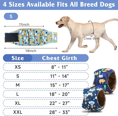 Vista 2 de Paquete de 5 pañales reutilizables para perros machos, bandas para el vientre de alta absorción para perros machos, para perros en incontinencia
