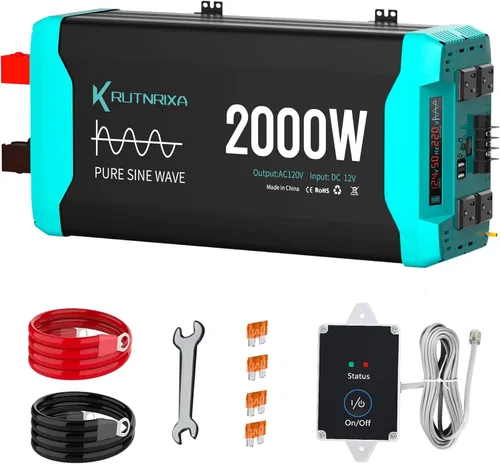 Vista 9 de Inversores de potencia de 500 W, pico de 1000 W, 12 V CC a 110 V CA, convertidor para vehículos USB-C/PD de 25 W, puertos de carga rápida, adaptador