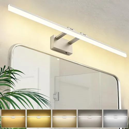 Vista 28 de SOLFART Luces LED de Tocador de 24 Pulgadas Níquel Cepillado Lámpara de Baño Luces de Tocador de Baño Sobre Espejo Accesorios de Iluminación