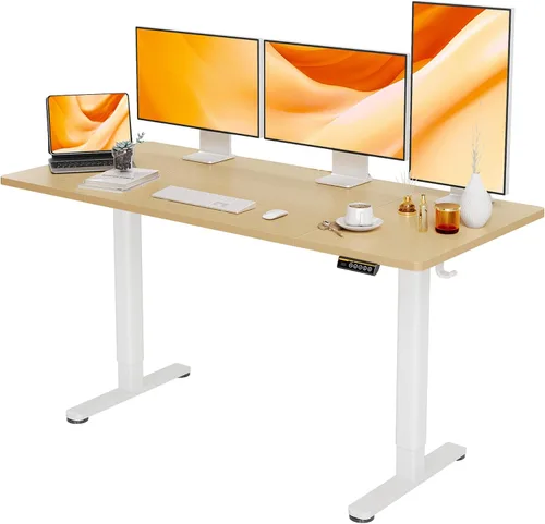 Vista 12 de Claiks - Escritorio eléctrico de pie, escritorio de altura ajustable para trabajar sentado o de pie, escritorio de oficina en casa con tablero