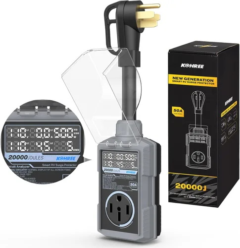 Vista 12 de Kohree Protector contra sobretensiones RV de 30 amperios, 18000 julios, protección contra sobretensiones de sobretensión, adaptador de enchufe RV
