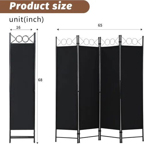 Vista 35 de Divisor de habitación de 4 paneles de 6 pies, marco de acero, pantalla plegable de privacidad, división independiente para el hogar, oficina, Azul