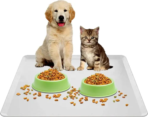 Vista 9 de TidyFriend Tapete para Comida de Mascotas - 24" x 24", Bandeja para Mascotas para Comida y Agua, Tapete de Silicona para Perros, Tapete