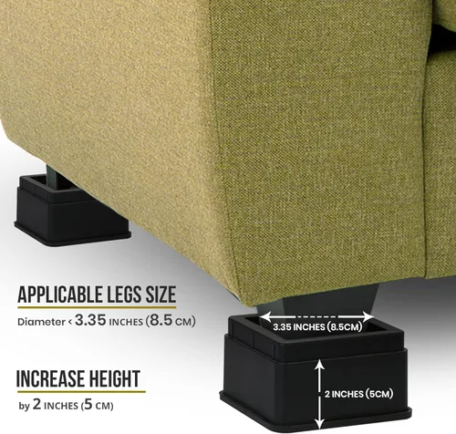 Vista 4 de Utopia Bedding Elevadores de cama de 2 pulgadas, paquete de 8, elevadores ajustables para muebles de 2 y 4 pulgadas, espuma antideslizante