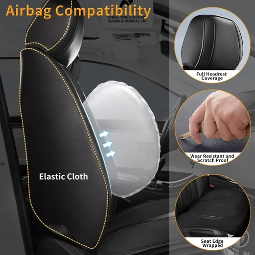 Vista 3 de Fundas de asiento de automóvil para GMC Acadia 2017-2023 2024, de cuero transpirable, juego de fundas de asiento delantero para Acadia