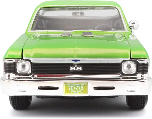 Vista 5 de Maisto 1:24 Escala 1970 Chevrolet Nova SS Vehículo fundido a presión (los colores pueden variar), verde
