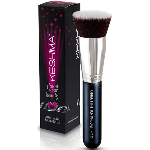 Vista 20 de Keshima Brocha de base plana Kabuki – Brocha de base prémium para maquillaje líquido, crema y polvo, pulido, mezcla y cara (tamaño regular, blanco)