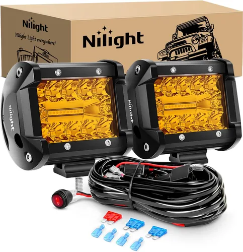 Vista 11 de Barra de luz LED Nilight 2 piezas 10 cm 60 W 4 pulgadas triple fila de luces combinadas de haz puntual y de inundación con kit de cableado