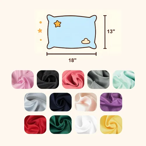 Vista 4 de NTBAY Fundas de almohada de satén de seda con cremallera para niños pequeños, paquete de 2 fundas de almohada con cremallera oculta de 13 x 18 Negro